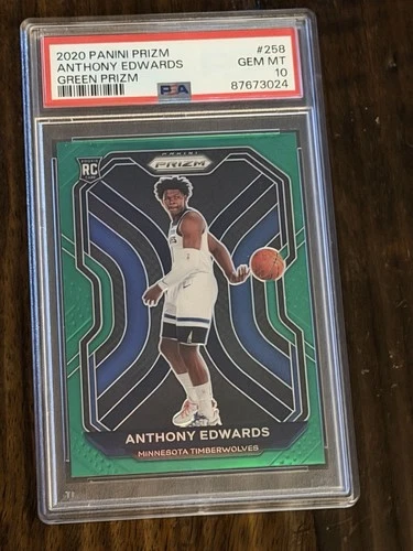 2020-21 Prizm Anthony Edwards #258 Green Prizm RC PSA 10 #258