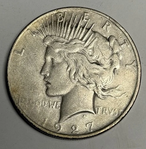 VF 1927-D Peace Silver Dollar (lt cleaning), U.S. Coin $1