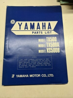#ad Original Yamaha Parts List Manual Model TX500 TX500A XS500B 1974 371 28198 62 $30.00