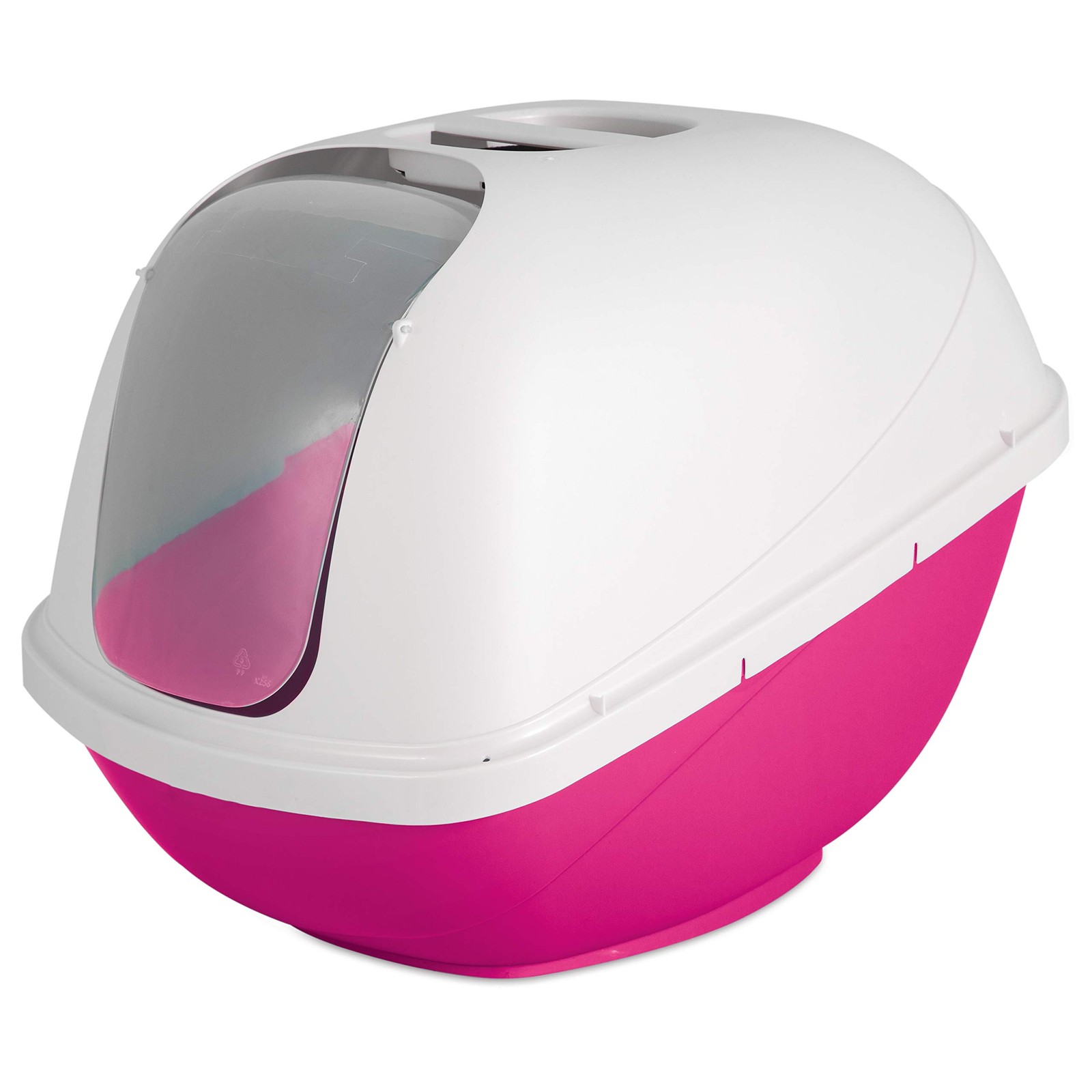 Petmate Basic Hooded Cat Litter Pan, Jumbo, Pink and White, 