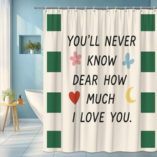 Cute Floral Shower Curtain with Green and Pink Design