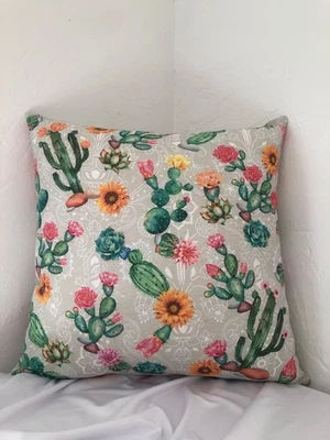 Funda Cojín Cactus - Hecho a Mano - Flores Girasoles Botánico 40x40 45x45 - Imagen 1 de 4