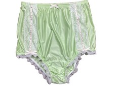 NIP 1X 2X Can-Can Granny Panty Silky Nylon Satin Lace Brief Sissy Vintage styl