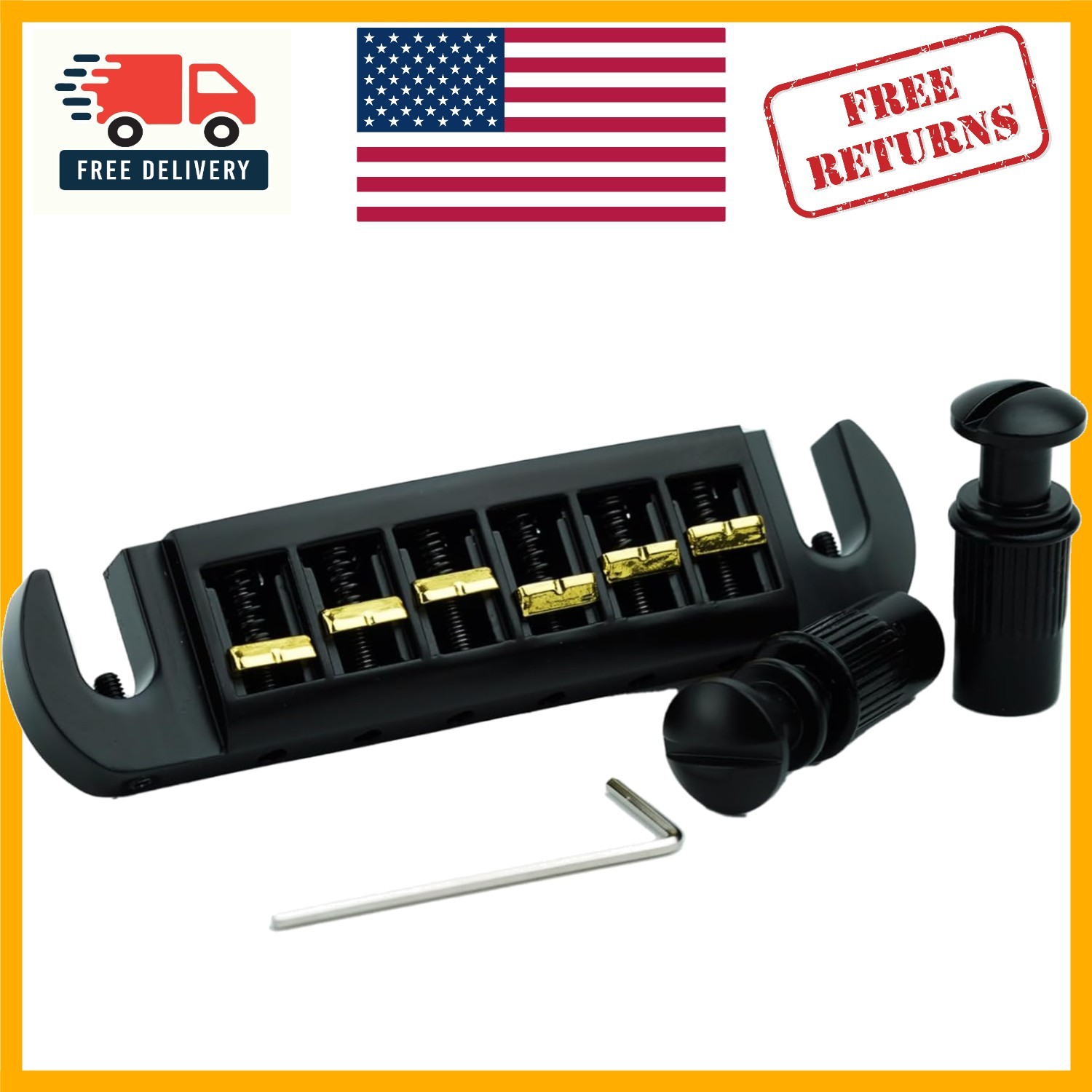 Dual-Tone Zinc Alloy Adjustable Wraparound Tailpiece for 6 String Les Paul Black