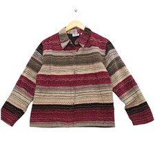 Chico's Design Jacket Womens 2 L Multicolor Embroidered Button Front Rayon Boho