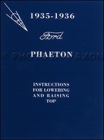1935-1936 Ford Phaeton Convertible Top Owners Manuell Mit Umschlag Deluxe Owners