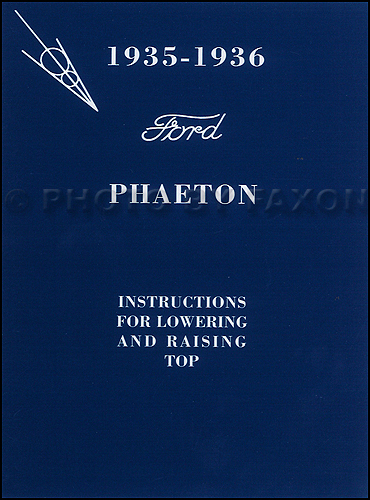 1935-1936 Ford Phaeton Convertible Top Owners Manuell Mit Umschlag Deluxe Owners-image