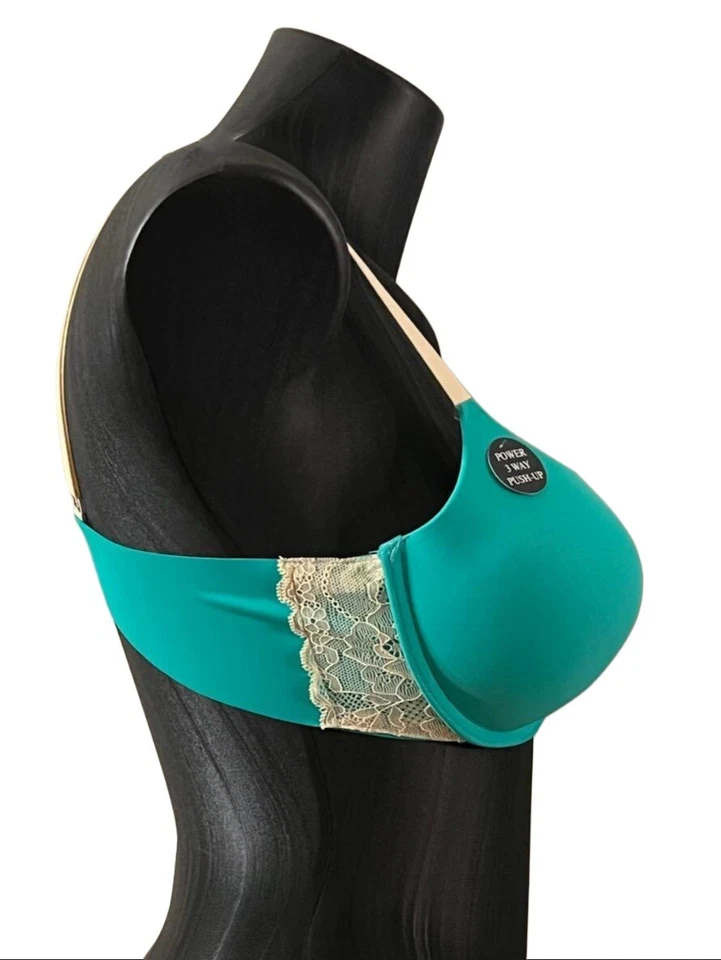 Sujetador push up eléctrico de 3 vías verde azulado 38C Foto 2 de 3