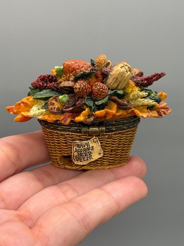 Boyds Bears Autumn Harvest Basket Treasure Box with Alden McNibble Fall Decor - Picture 6 of 11