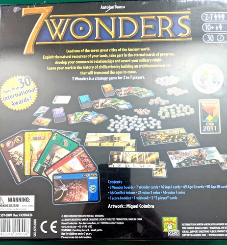 7 WONDERS Board Game - NIB & Factory Sealed - SEV-EN01 Repos Productions 2010 - Picture 2 of 2