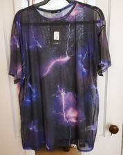 Fashion Nova Sheer Storm Tie Dye Tunic- Purple Plus Size  1x