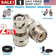 BNC Male Plug To UHF PL-259 SO239 Female RF Coaxial Adapter Cable Connector 2PCS