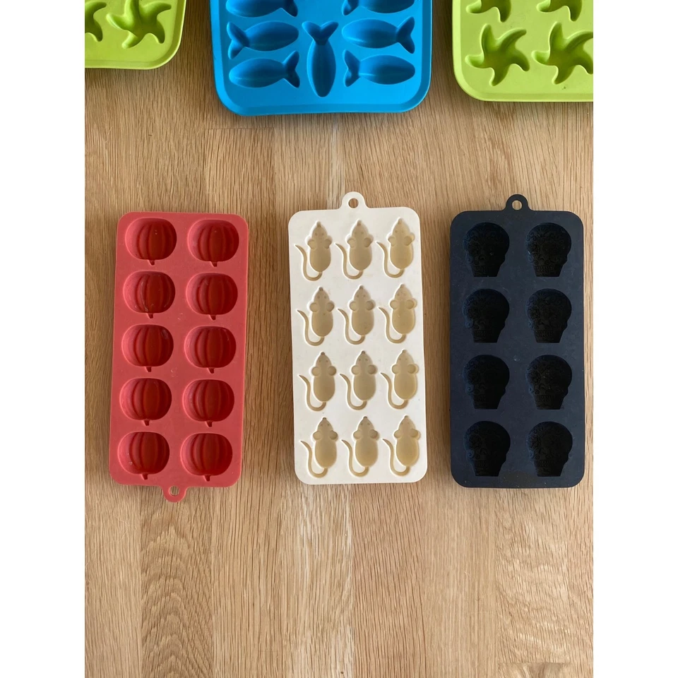 LOT of 12 Silicone Ice Cube Trays Ikea/Halloween/Tiny Gummy Crushed Ice Molds - Image 2 of 4