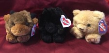 Puffkins Plush 1997 Lot Of 3 Biff Bull, Shadow Cat, Honey Bear Retired Toys