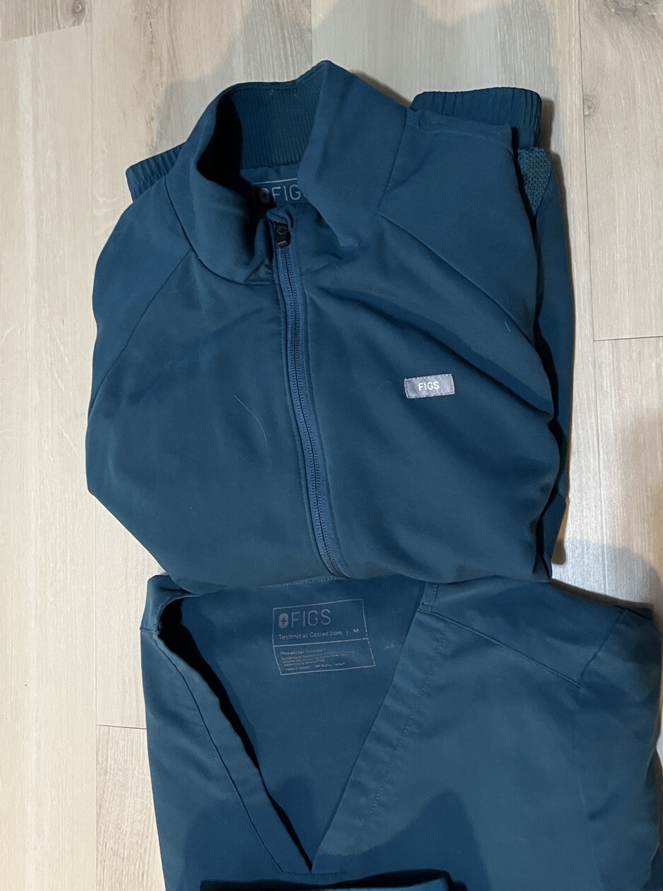 Figs LIMITED EDITION Scrubs Top + Joggers + On Shift Jacket Caribbean Blue Med eBay