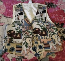 Vintage Jerry Leigh tapesty Looney Tunes 1994 Slyvester Tweety Garden vest L