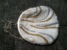 Vintage Regale Ltd Beaded Purse W Gold Colored Metal Chain  Clasp Hong Kong