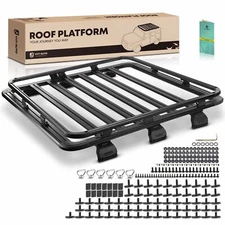 62"x 55"Aluminum Alloy Roof Rack Platform w/All Side Guardrail for Jeep Wrangler