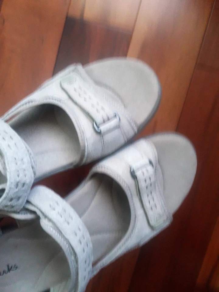 Clarks Sandalias Aire Libre Activo Cuero Zapatos Caqui/Tostado Plantilla Acolchada Boho 5C Foto 4 de 4