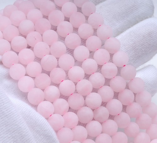 6MM MATTE ROSE QUARTZ GEMSTONE ROUND LOOSE BEADS 15" - Picture 2 of 4