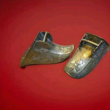 Bronze BRASS STIRRUPS Shoes Antique Conquistador Spanish Colonial Vintage G7 