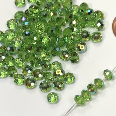 Peridot AB, Preciosa Czech MC Bellatrix Spacer Crystal Beads 6mm 36pcs, green