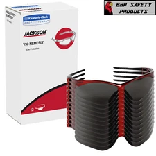 (12 PAIR) KLEENGUARD NEMESIS SAFETY GLASSES SMOKE LENS INFERNO/RED FRAME 22611