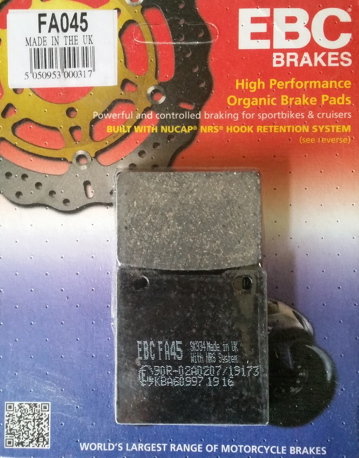 EBC/FA045 Brake Pads Front for Honda CB250N Super Dream, CB250RS, CB400/650/750