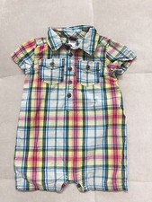 Tea Collection Shortall Outfit 6-12 Month Light Cotton Blue Yellow