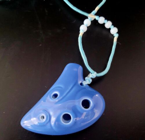 Ocarina Pendant 6 Holes Blue Musical Instrument Key A Necklace - Picture 8 of 12