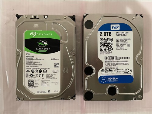 Lot of 2 Working 2TB 3.5" SATA Internal Hard Disk Drives (Seagate / WD)
