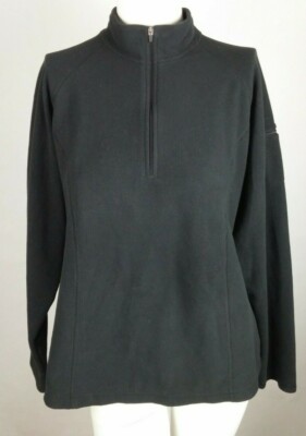 L.L. BEAN Women's Poly Fleece Pullover Black Large Half Zipper 