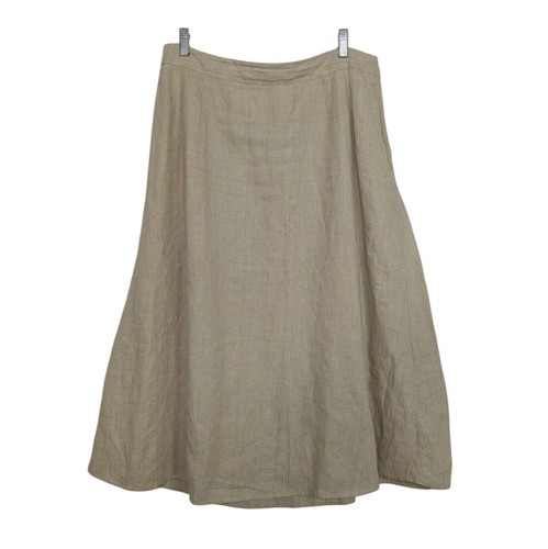 Talbots Leinen Maxirock Damen Petite Größe 16 W Gelb Metallic Streifen A-Linie