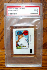 1969 Topps Decal  RON SANTO CHICAGO CUBS (HOF)  PSA   GRADED  * MINT 9 *