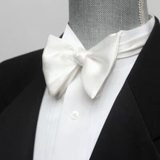 Men's Large Silk Bow Tie Self-tied White Charmeuse 100%Silk Bow tie S590