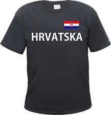 Kroatien Herren T-Shirt - Blockschrift mit Flagge - Tee Shirt Hrvatska Croatia