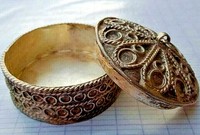 ANCIENT MEDIEVAL VIKING BRONZE SILVER METAL BOX TRINKET ARTIFACT UNIQUE UNUSUAL