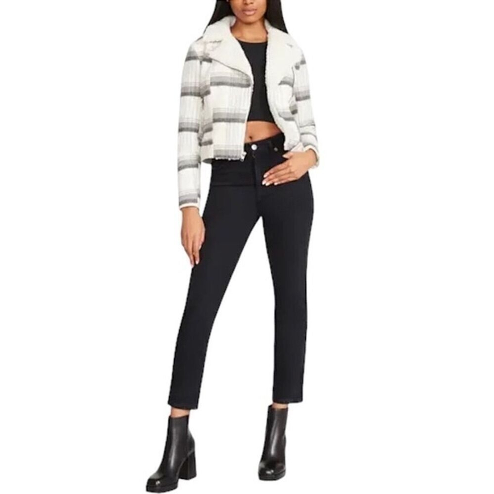 BB Dakota Check Fleece Full Zip Jacket size Small NWT