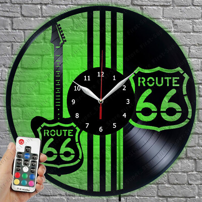 LED Clock Route 66 Vinyl Record Wall Clock Led Light Wall Clock 262
