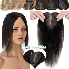 Clip In Remy Human Hair One Piece Topper Lace Base Free Part Hairpiece for Women
