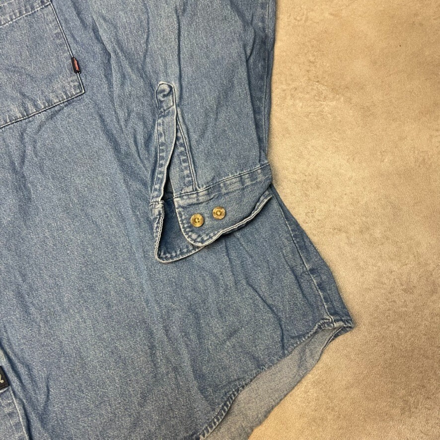 Dickies Denim Shirt Mens 2XL Pocket Button Down Casual Workwear Top Blue image 5