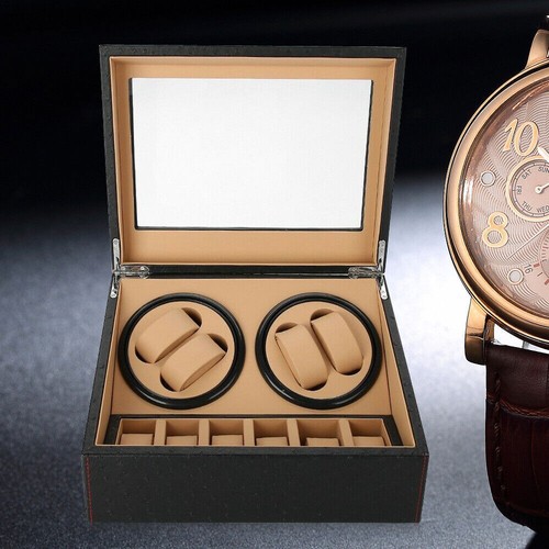Enrollador de reloj automático 4+6 caja de exhibición de reloj motor silencioso estuche de almacenamiento de lujo NUEVO - Imagen 3 de 12