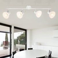 Decken Lampe Chrom Leuchte Metall Glas Weiß Spots Beweglich Wohn Schlaf Zimmer