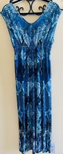 Boho Cottagecore Long MAXI SUN DRESS SLEEVELESS WOMENS SMALL BLUE TONES