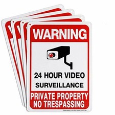 4-Pack Private Property No Trespassing Sign Video Surveillance Signs Outdoor