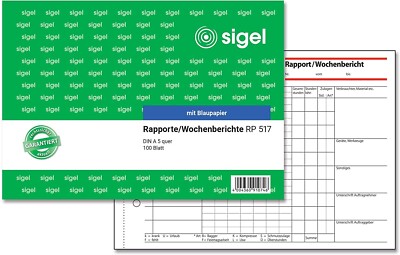 Sigel Rapport / Wochenbericht RP517 A5 quer, mit Blaupapier, 100 Blatt