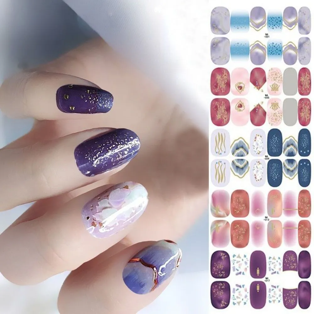 Geometry Flower Leaf Lines 3D Nail Stickers Pink Purple Nail Art Decoration  Tips | eBay