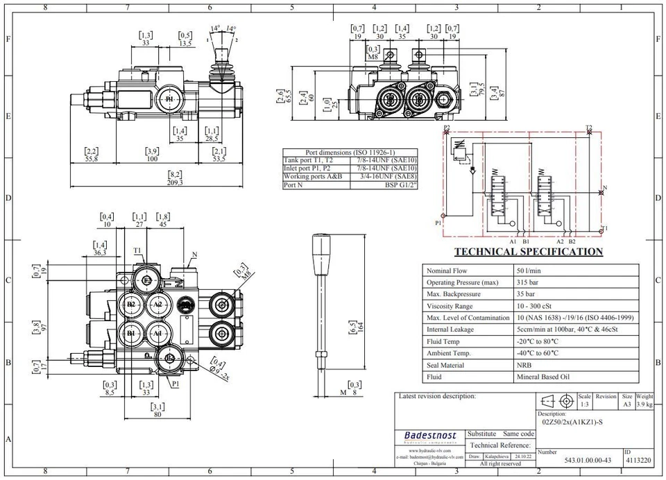 2 Spool Hydraulic Direction Control Valve Open Center 13 GPM 3600 PSI NEW!     - Image 4 of 4