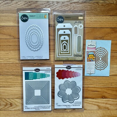 Lot  of 5 Dies Sizzix Framelits Spellbinders Frames Rectangles Tags Jim Holtz