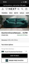 Next Stamford Grand Relax 4 Seater Couch In Dark Teal